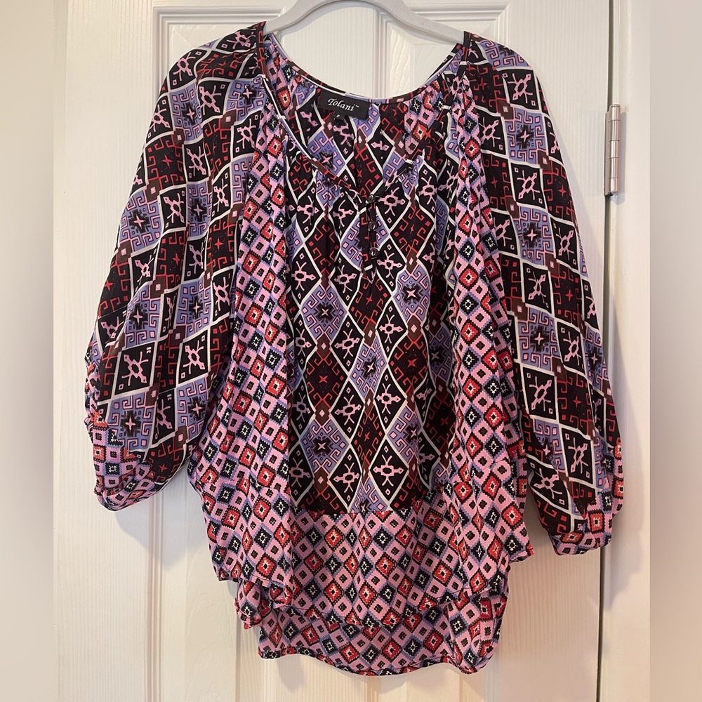 Tolani 3/4 Sleeve Silk Blouse